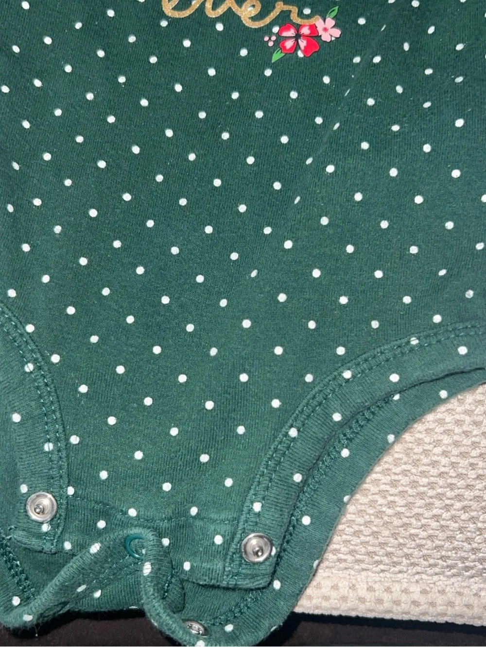 Carter's Green Polka Dot 'Best Gift Ever' Baby Bodysuit long sleeve girls 3month